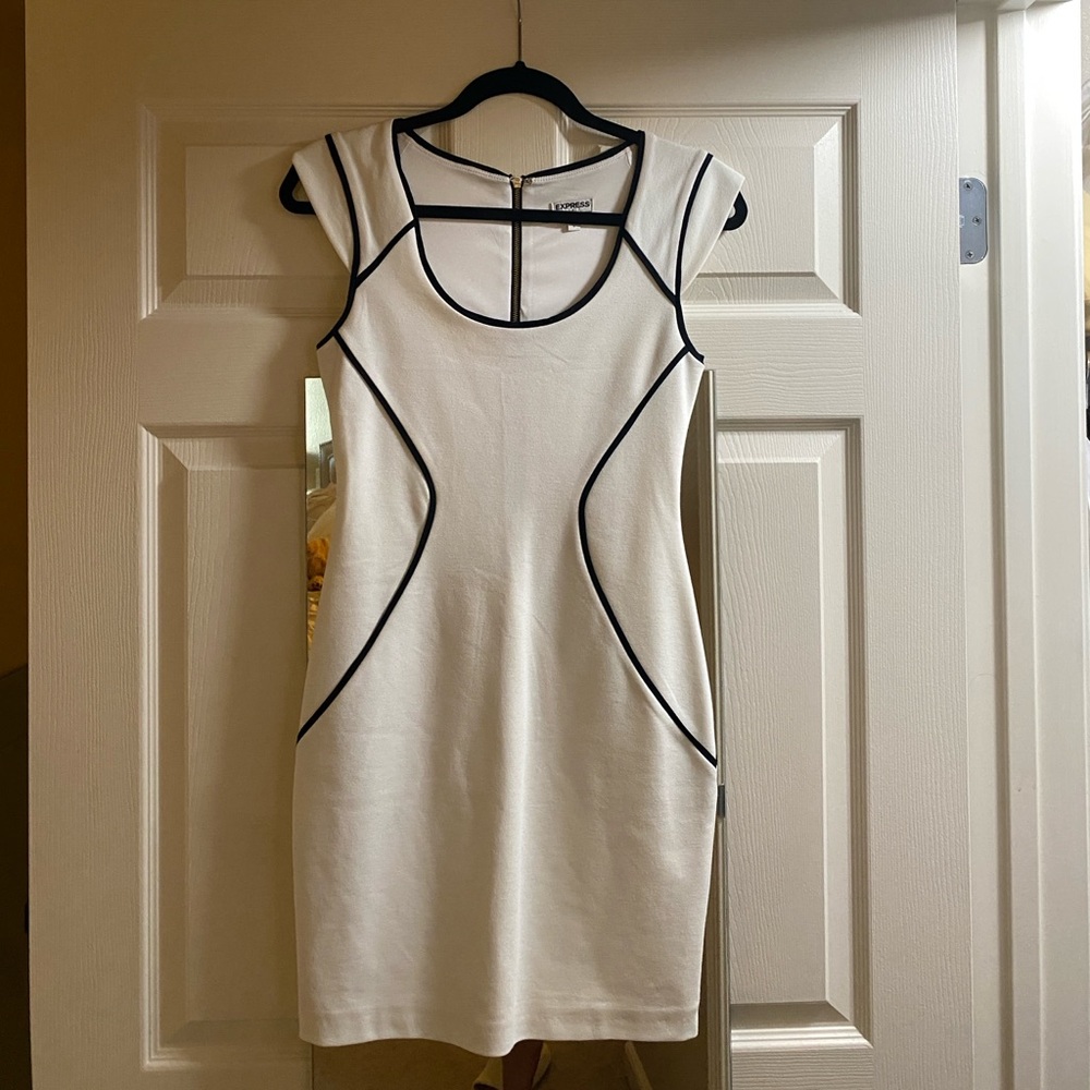 White Dress with Black Trim